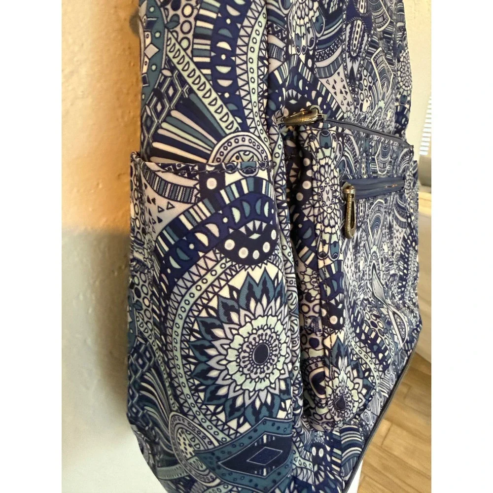 Sakroots Navy White Loyola Blue Wonderlust Geometric Backpack Boho Travel School